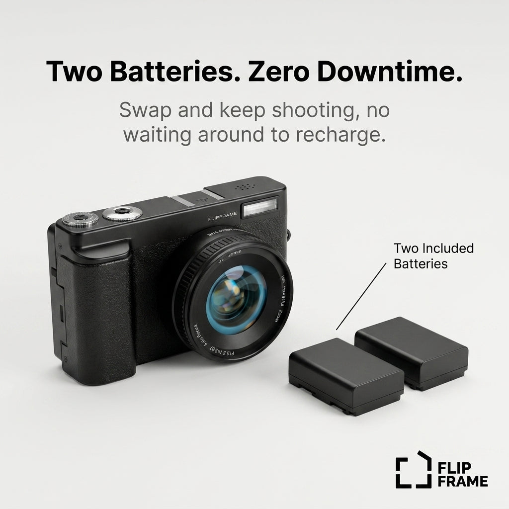 Flipframe two batteries included feature