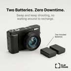 Flipframe two batteries included feature